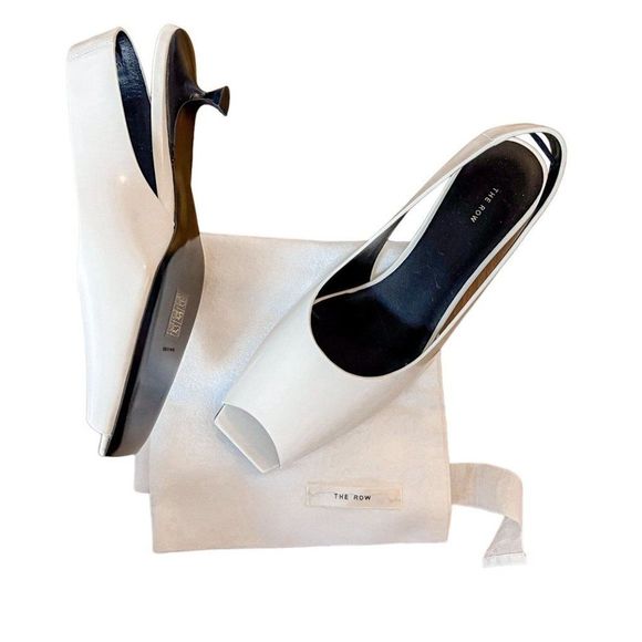 NEW The Row Sharp Slingback Heels in Milk White Kitten Heel EU Size 36 US Size 6 - Picture 7 of 14